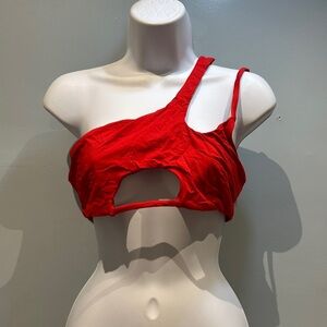 Yandy One Shoulder Cutout Underboob Bikini Top Red Size XL New with Tag